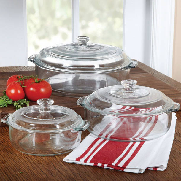 F4 6 Piece Glass Round Casserole Set with Lids Wayfair